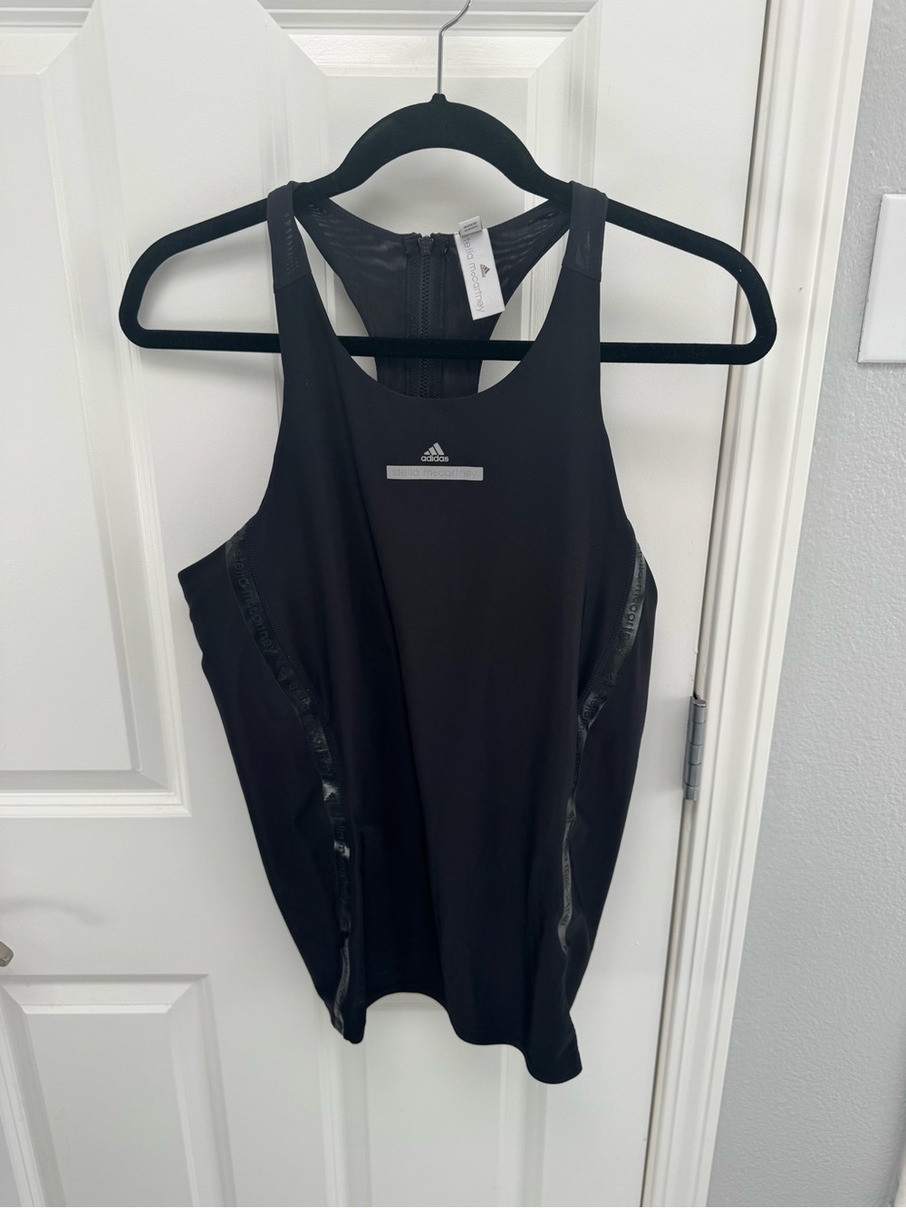 adidas Black Racerback Zip-Back Athletic Tank